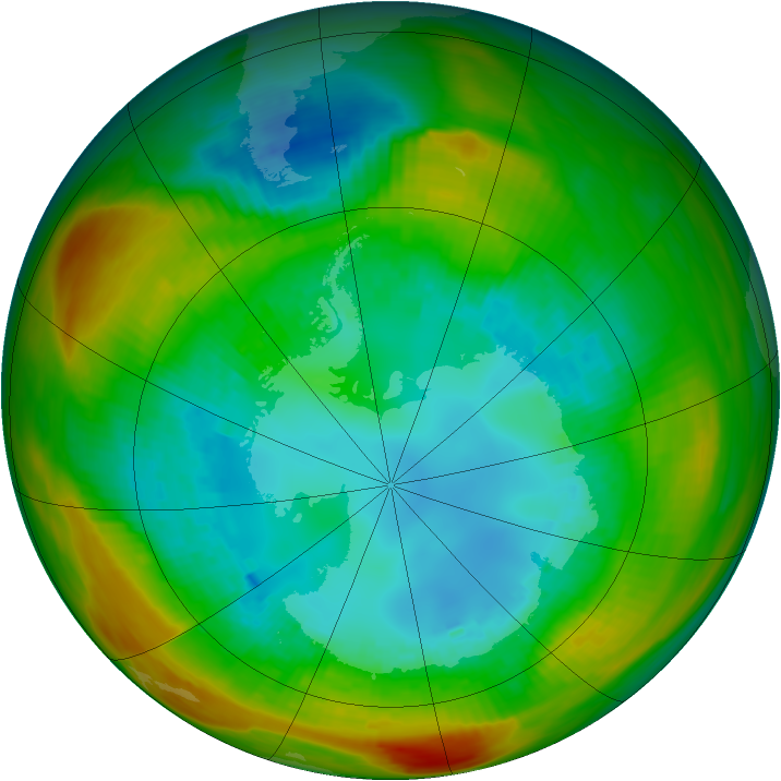 Antarctic ozone map for 19 August 1981